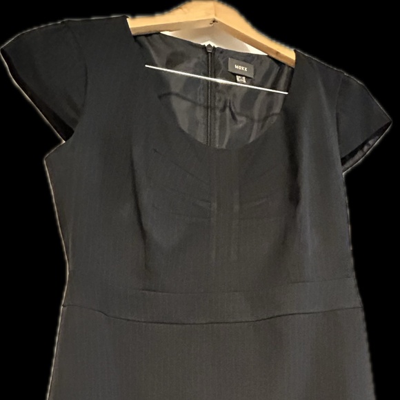 Blue Pinstripe Fitted Office Dress – Size 10 - Picture 3 of 4